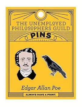 EDGAR ALLAN POE AND RAVEN ENAMEL PIN SET