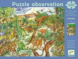 DJECO DINOSAURS WITH BOOKLET 100 PCS (DJ07424) OBSERVATION PUZZLES