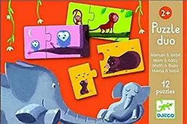 DJECO MOM AND BABY DUO PUZZLE (12 PUZZLES/24 PIECES)