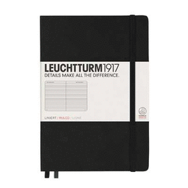 NOTEBOOK MEDIUM (A5) HARDCOVER, 249 NUMBERED PAGES, RULED, BLACK