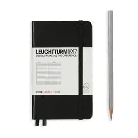 NOTEBOOK POCKET (A6) HARDCOVER, 185 NUMBERED PAGES, RULED, BLACK