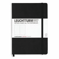 NOTEBOOK MEDIUM (A5) HARDCOVER, 249 NUMBERED PAGES, DOTTED, BLACK
