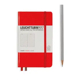 NOTEBOOK POCKET (A6) HARDCOVER, 185 NUMBERED PAGES, RULED, RED