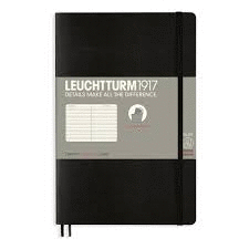 NOTEBOOK PAPERBACK (B6+) RULED, SOFTCOVER, 123 NUMBERED PAGES, BLACK