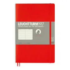 NOTEBOOK PAPERBACK (B6+) RULED, SOFTCOVER, 123 NUMBERED PAGES, RED