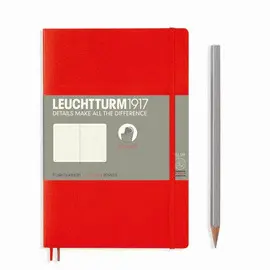 NOTEBOOK PAPERBACK (B6+) DOTTED, SOFTCOVER, 123 NUMBERED PAGES, RED