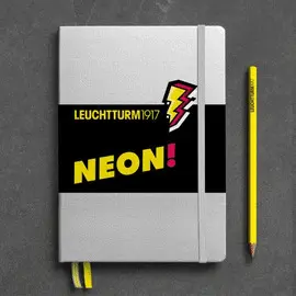 NOTEBOOK MEDIUM (A5) DOTTED, HARDCOVER, 251 NUMBERED PAGES  NEON! YELLOW