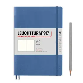 NOTEBOOK MEDIUM (A5) PLAIN, SOFTCOVER, 123 NUMBERED PAGES, MUTED COLOURS  DENIM