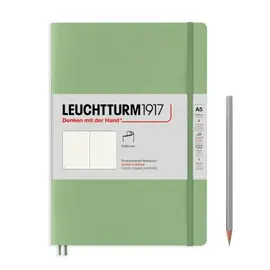 NOTEBOOK MEDIUM (A5) DOTTED, SOFTCOVER, 123 NUMBERED PAGES, MUTED COLOURS  SAGE