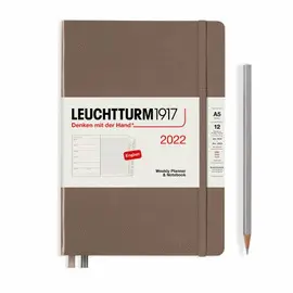 LEUCHTTURM 2022 WEEKLY PLANNER & NOTEBOOK MEDIUM (A5) WITH EXTRA BOOKLET, WARM EARTH