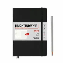 LEUCHTTURM 2022 WEEKLY PLANNER & NOTEBOOK SOFTCOVER MEDIUM (A5), BLACK