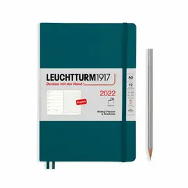 LEUCHTTURM 2022 WEEKLY PLANNER & NOTEBOOK SOFTCOVER MEDIUM (A5), PACIFIC GREEN