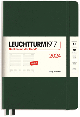 LEUCHTTURM1917 FOREST GREEN, DAILY PLANNER MEDIUM (A5) 2024, ENGLISH