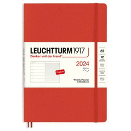 FOX RED, WEEKLY PLANNER & NOTEBOOK SOFTCOVER MEDIUM (A5) 2024, ENGLISH