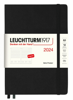 LEUCHTTURM1917 BLACK, DAILY PLANNER MEDIUM (A5) 2024, ENGLISH