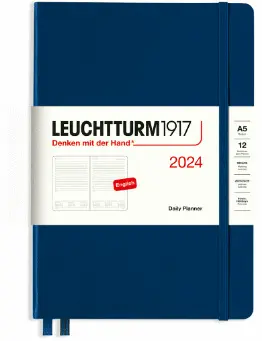 LEUCHTTURM1917 NAVY, DAILY PLANNER MEDIUM (A5) 2024, ENGLISH