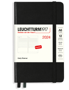 LEUCHTTURM1917 BLACK, DAILY PLANNER POCKET (A6) 2024, ENGLISH