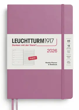 LEUCHTTURM DUSTY ROSE, WEEKLY PLANNER & NOTEBOOK MEDIUM (A5) 2026, ENGLISH