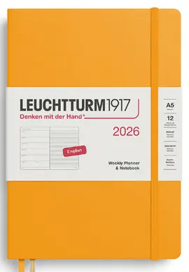 LEUCHTTURM RISING SUN, WEEKLY PLANNER & NOTEBOOK MEDIUM (A5) 2026, ENGLISH