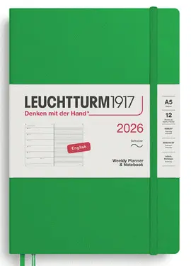 LEUCHTTURM SPRING LEAF, WEEKLY PLANNER & NOTEBOOK MEDIUM (A5) 2026, ENGLISH