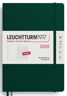 LEUCHTTURM FOREST GREEN, WEEKLY PLANNER & NOTEBOOK MEDIUM (A5) 2026, ENGLISH
