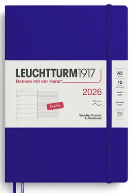 LEUCHTTURM INK, WEEKLY PLANNER & NOTEBOOK MEDIUM (A5) 2026, ENGLISH