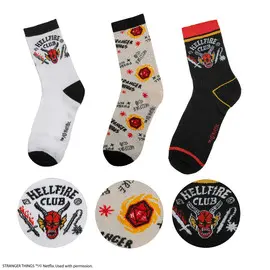 SET OF 3 HELLFIRE CLUB SOCKS - STRANGER THINGS
