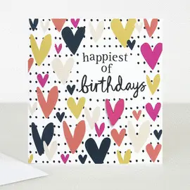 BOH003 HAPPIEST OF BIRTHDAYS HEART PIN BADGE TARJETA