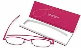 COMPACT LENSES FLAT-FOLDING READING GLASSES + 2.5 ANTEOJOS ROJOS