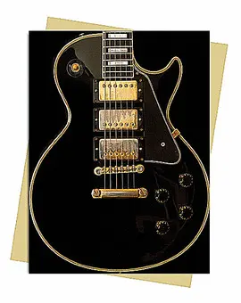 GIBSON LES PAUL BLACK GUITAR GREETING CARD