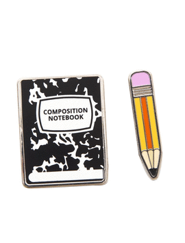 NOTEBOOK AND PENCIL ENAMEL PIN SET
