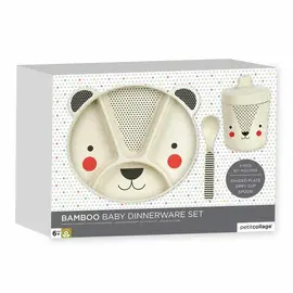 PETIT COLLAGE BEAR BABY BAMBOO DINNERWARE SET PTC274