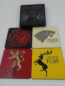GAME OF THRONES SET OF FOUR SIGIL COASTERS SET - OFFICIALLY