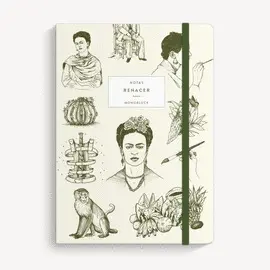 CUADERNO COSIDO RAYADO 15X21CM FRIDA CRUDO