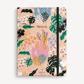CUADERNO COSIDO PUNTEADO15X21CM BELIEVE BOTANICO