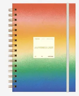 AGENDA A5 2025 SEMANA ANILLADA HAPPIMESS- PRIMAVERA (ARCOIRIS)