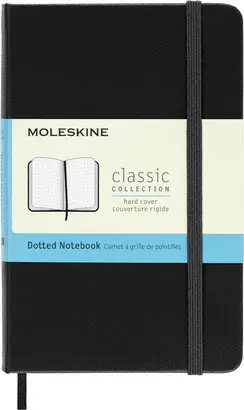 MOLESKINE CLASSIC NOTEBOOK, LARGE, DOTTED, BLACK, HARD COVER (5 X 8.25)