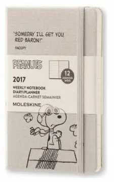 MOLESKINE 2017 PEANUTS LIMITED EDITION WEEKLY NOTEBOOK, 12M, POCKET, LIGHT GREY, HARD COVER (3.5 X 5.5)