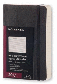 MOLESKINE 2017 DAILY PLANNER, 12M, POCKET, BLACK, SOFT COVER (3.5 X 5.5)