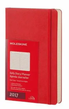 MOLESKINE 2017 DAILY PLANNER, 12M, LARGE, SCARLET RED, HARD COVER (5 X 8.25)