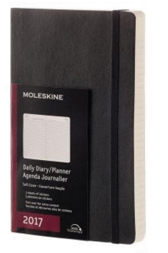 MOLESKINE 2017 DAILY PLANNER, 12M, LARGE, BLACK, SOFT COVER (5 X 8.25)