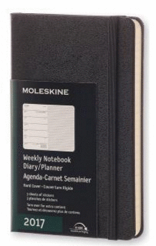 MOLESKINE 2017 WEEKLY NOTEBOOK, 12M, POCKET, BLACK, HARD COVER (3.5 X 5.5)