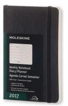 MOLESKINE 2017 WEEKLY NOTEBOOK, 12M, POCKET, BLACK, SOFT COVER (3.5 X 5.5)