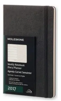 MOLESKINE 2017 WEEKLY NOTEBOOK, 12M, LARGE, BLACK, HARD COVER (5 X 8.25)