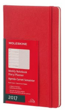 MOLESKINE 2017 WEEKLY NOTEBOOK, 12M, LARGE, SCARLET RED, HARD COVER (5 X 8.25) 