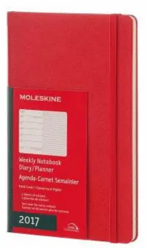 MOLESKINE 2017 WEEKLY NOTEBOOK, 12M, LARGE, SCARLET RED, HARD COVER (5 X 8.25) 