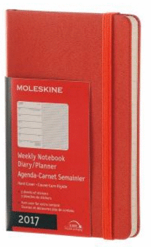 MOLESKINE 2017 WEEKLY NOTEBOOK, 12M, POCKET, CORAL ORANGE, HARD COVER (3.5 X 5.5)
