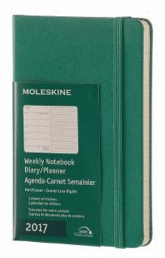 MOLESKINE 2017 WEEKLY NOTEBOOK, 12M, POCKET, MALACHITE GREEN, HARD COVER (3.5 X 5.5)
