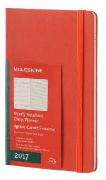 MOLESKINE 2017 WEEKLY NOTEBOOK, 12M, LARGE, CORAL ORANGE, HARD COVER (5 X 8.25)