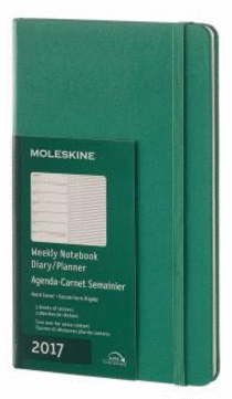 MOLESKINE 2017 WEEKLY NOTEBOOK, 12M, LARGE, MALACHITE GREEN, HARD COVER (5 X 8.25)